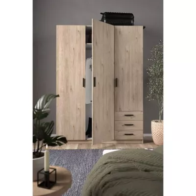 Armoire VEGA - Décor Gris anthracite - 3 portes + 3 tiroirs - L 147 x