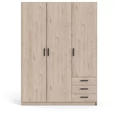 Armoire VEGA - Décor Gris anthracite - 3 portes + 3 tiroirs - L 147 x