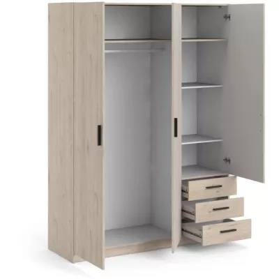 Armoire VEGA - Décor Gris anthracite - 3 portes + 3 tiroirs - L 147 x