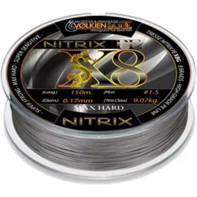 Tresse de peche VOLKIEN Soul - NITRIX Super PE X8 - 150m - 0,17mm - 9,