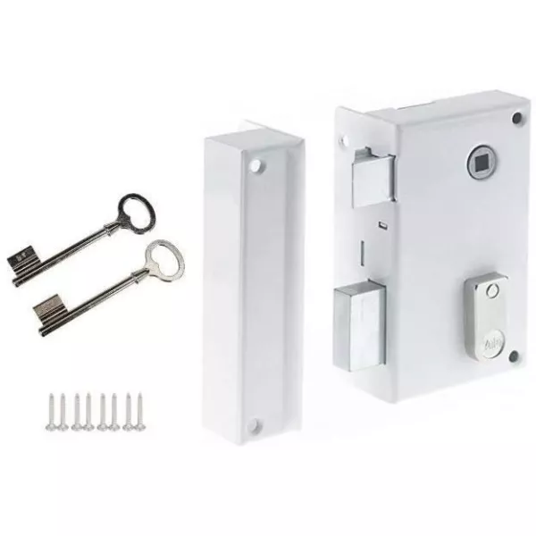 Lock - YALE - YAV37G - Vertical applique a bouillot Gauche - White - 2 Keys provided - Grid and Portal