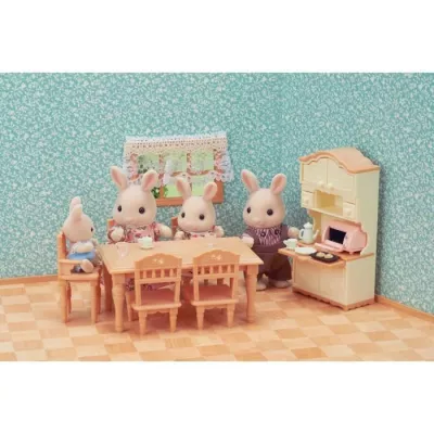 Create a catchy meta title for product Miniature Figurines - SYLVANIAN FAMILIES - Dining room - Complete set to furnish a dining