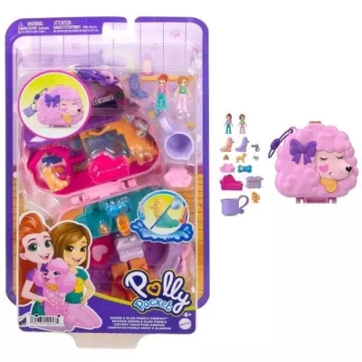 Polly Pocket Coffret Toilettage Caniche avec 2 figurines et 12 accessoires