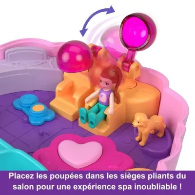 Polly Pocket Coffret Toilettage Caniche avec 2 figurines et 12 accessoires