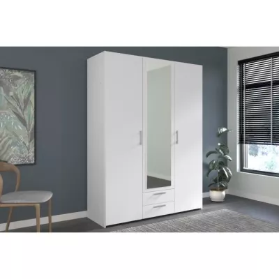 Armoire VARIA blanche - 3 portes + miroir - L 150 x H 200 cm