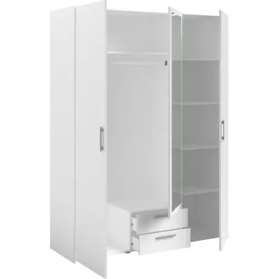 Armoire VARIA blanche - 3 portes + miroir - L 150 x H 200 cm