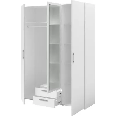 Armoire VARIA blanche - 3 portes + miroir - L 150 x H 200 cm