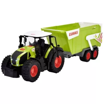 Dickie - Tracteur Claas + remorque 65cm - Son et lumiere - Benne basculante - Dès 3 ans