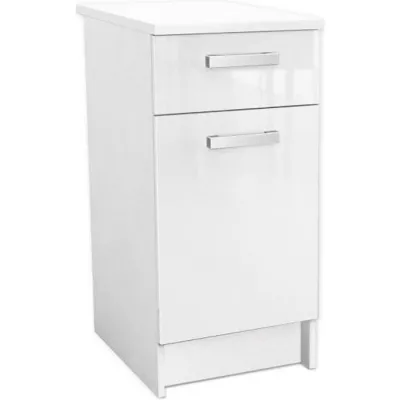 Meuble bas de cuisine 40 cm - Blanc brillant : Compact et moderne