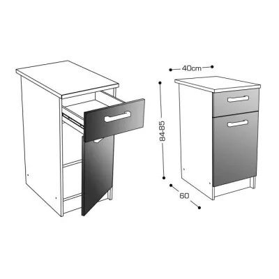 Meuble bas de cuisine 40 cm - Blanc brillant : Compact et moderne