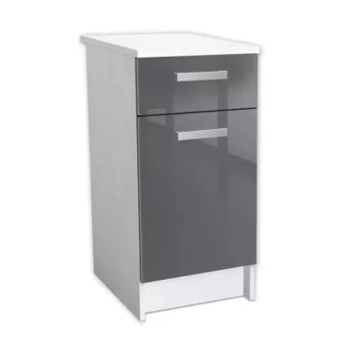 Caisson bas de cuisine L 40 cm - Gris brillant | Dimensions compactes