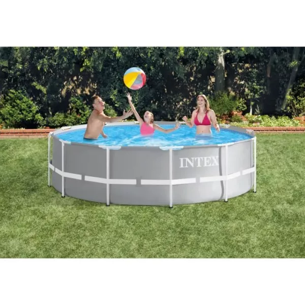 Kit Piscine hors sol tubulaire INTEX - Pris Frame - 366 x 99 cm - Ronde (Livrée avec pompe, cartouche et échelle) - 26716NP