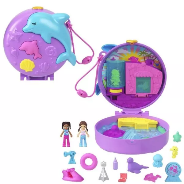 Polly Pocket-Dolphin Sauvetage-Coffret 2 mini-figures and animals HWN96