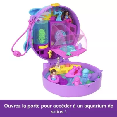 Polly Pocket-Dolphin Sauvetage-Coffret 2 mini-figures and animals HWN96