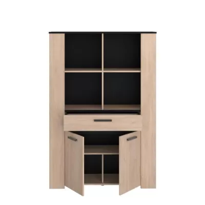 Buffet haut - Décor chene Brooklyn et noir - 110X40,5X159,7 cmPARISOT