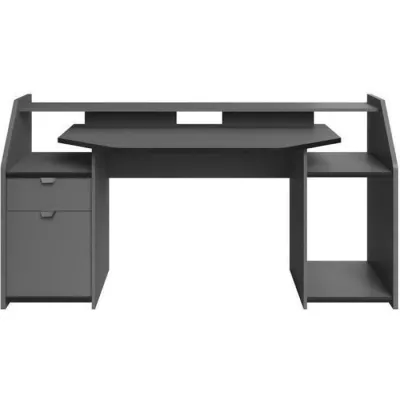 Bureau gamer Gaming - Panneaux de particules - Gris ombre et noir - L 180 x P 67 x H 92 cm - PARISOT