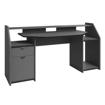 Bureau gamer Gaming - Panneaux de particules - Gris ombre et noir - L 180 x P 67 x H 92 cm - PARISOT