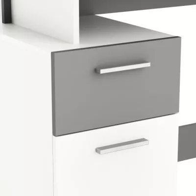 Straight desk - White and grey - Contemporary - W 121.5 x H 109.7 x D 55.1 cm - 1 door 1 drawer - PLATON