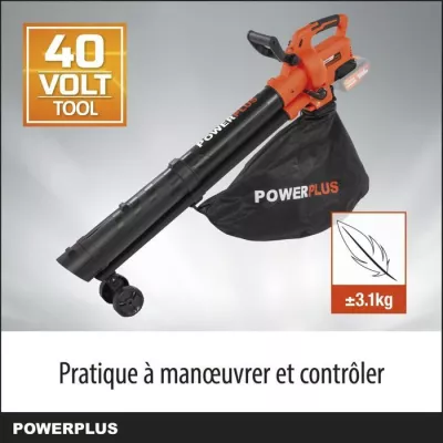 Dual Power 3-en-1 Souffleur de Feuilles a Batterie POWDPG75270 - 40 V, 210 km/h, sans Batterie ni Chargeur