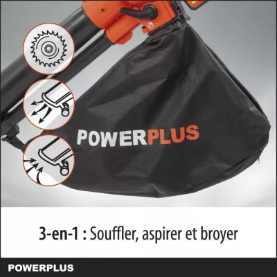 Dual Power 3-en-1 Souffleur de Feuilles a Batterie POWDPG75270 - 40 V, 210 km/h, sans Batterie ni Chargeur