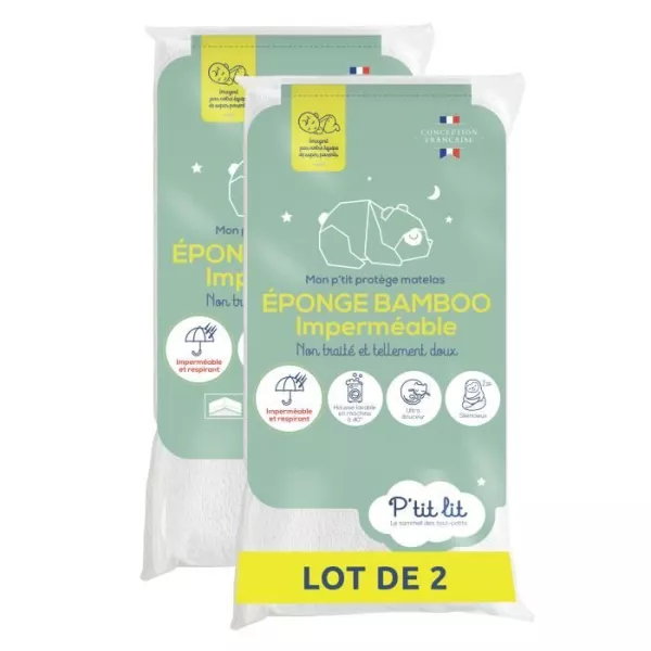 Lot de 2 Proteges Matelas Bébé Bamboo - pour Couffin, Nacelle, Landeau - Alese Imperméable - Viscose Douce - 40x80 cm