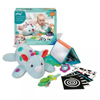 Ravensburger -PLAY + - Activity cushion 3in1 rhinceros - Des la naissance - French version - 34010