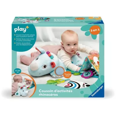 Ravensburger -PLAY + - Activity cushion 3in1 rhinceros - Des la naissance - French version - 34010