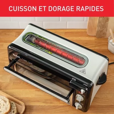 TEFAL Grille-pain et mini-four, Acier inoxydable, 6 niveaux de dorage, Température du grill jusqu'a 210°C, Toast N Grill TL600