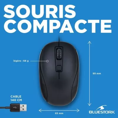 Pack Clavier Souris - BLUESTORK - PACK FIRST II - Filaire - Noir