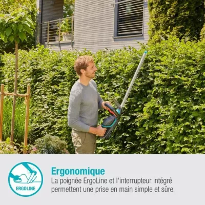 Taille-haies a batterie GARDENA - ComfortCut 60/18V - 18V - 60 cm (Livré avec batterie Li-ion 2,5Ah + chargeur)