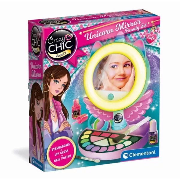 CLEMENTONI - Unicorn make-up mirror - Luminous ring - Make-up and accessories - 7 years