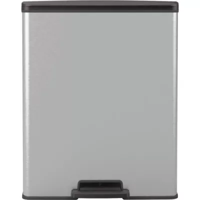 Poubelle Rectangle - DECO BIN - CURVER - 65L - Design moderne - 49 x 29 x 61 cm - Gris métallisé