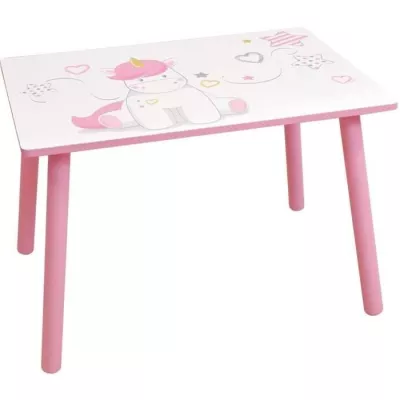 FUN HOUSE - Table licorne h 41,5 cm x l 61 cm x p 42 cm avec une chaise h 49,5 cm x l 31 cm x p 31,5 cm pour enfant