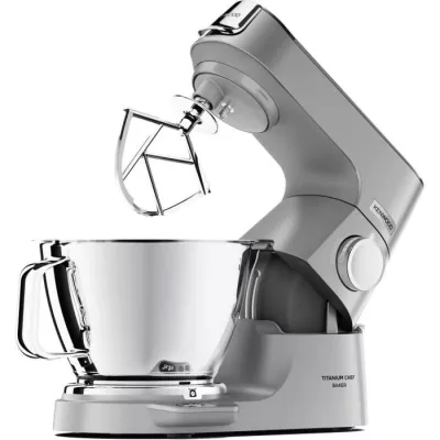 KENWOOD KVC85.124.SI - Robot pâtissier Titanium Chef Baker - 2 bols en inox 3,5L et 5L - Balance intégrée 6kg - Blender 1,8L