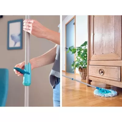 Set balai serpillere seau essoreur Clean Twist Disc Mop Ergo 52101 Leifheit, tete serpilliere a franges, nettoyeur sol sans effo