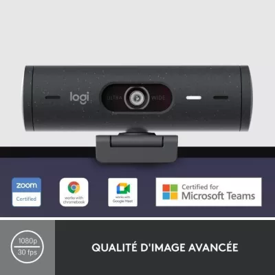 Webcam Logitech Brio 500 Webcam HD avec Deux Micros a Reduction de Bruit - Graphite