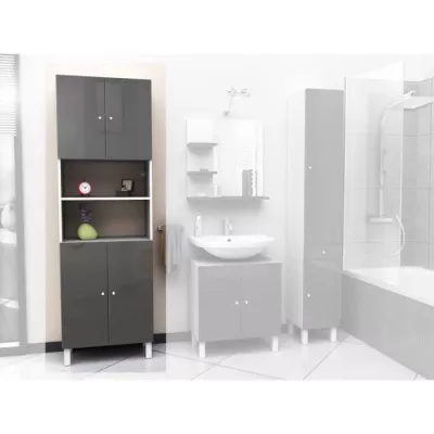 CORAIL Armoire de salle de bain L 60 cm - Gris laqué