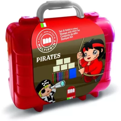 Travel Set - MULTIPRINT - 42927 - 5 tampons Les Pirates, 10 crayons