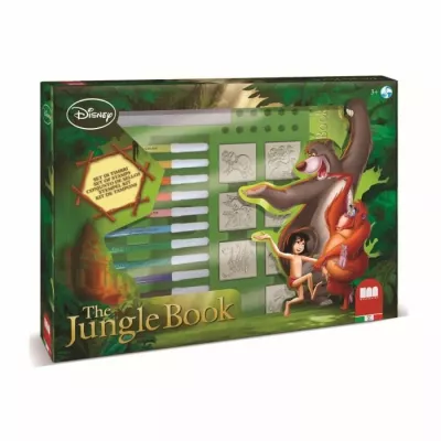 Coffret de tampons - MULTIPRINT - 4772 - Le Livre de la Jungle - 7 tampons bois et latex, 12 feutres Giotto, regle, album colori