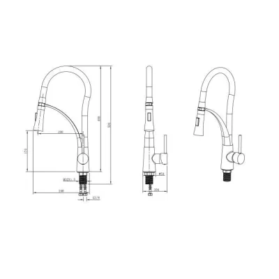 Kitchen faucet - Mechanical mixer - 360° Rotary - OCEANIC - With shower - Silicone