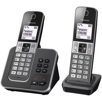 Téléphone sans fil duo PANASONIC KXTGD322FRG avec répondeur et blocage d'appels - 120 numéros - Argent