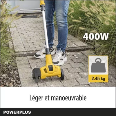 Powerplus Désherbeur Téléscopique Électrique POWXG6650 - Extracteur de Mauvaises Herbes, 400 W, avec Brosse en Nylon et en A