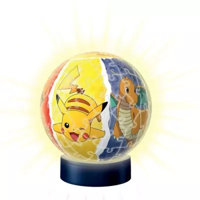 3D Puzzle Ball illuminated Pokémon - Ravensburger - 72 numbered pieces - Light Socle - From 6 years