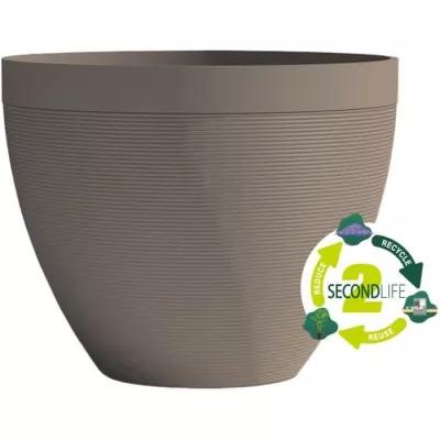 Pot de fleurs - GARDEN ID - Green Care Impact Taupe - 30 x 26 cm - Garanti 10ans - 100% recyclé - Résistant UV/gel