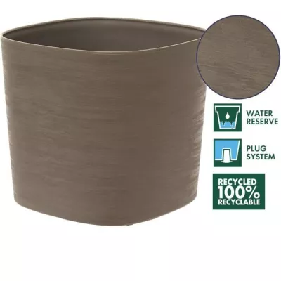 Pot avec réserve d'eau - GARDEN ID Respect - Taupe 20 x 20 cm - 100% déchets ménagers - 100% recyclable - Surface structurée