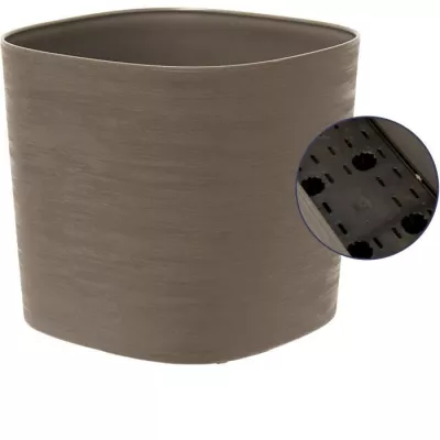 Pot avec réserve d'eau - GARDEN ID Respect - Taupe 20 x 20 cm - 100% déchets ménagers - 100% recyclable - Surface structurée