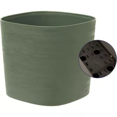 Pot avec réserve d'eau - GARDEN ID Respect - Vert-de-gris 20 x 20 cm - 100% déchets ménagers - 100% recyclable - Surface stru