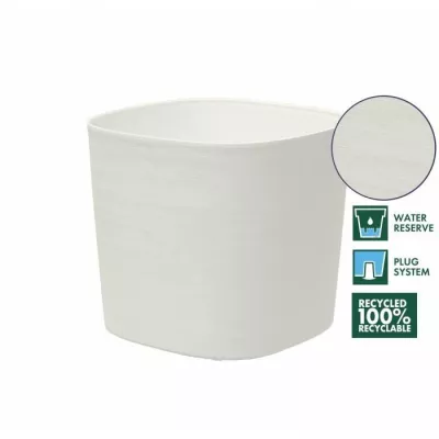 Pot avec réserve d'eau - GARDEN ID Respect - Blanc 25 x 25 cm - 100% déchets ménagers - 100% recyclable - Surface structurée