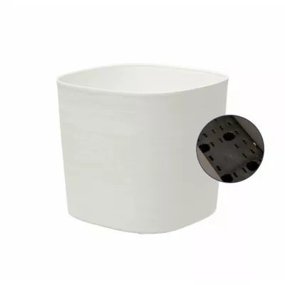 Pot avec réserve d'eau - GARDEN ID Respect - Blanc 25 x 25 cm - 100% déchets ménagers - 100% recyclable - Surface structurée