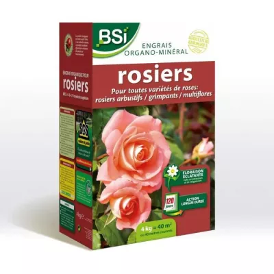 BSI - Engrais Bio Rosiers - Pour Toutes les Sorte de Roses - Floraison Éclatante - Action Longue Durée - 4kg - Jusqu'a 40 m²